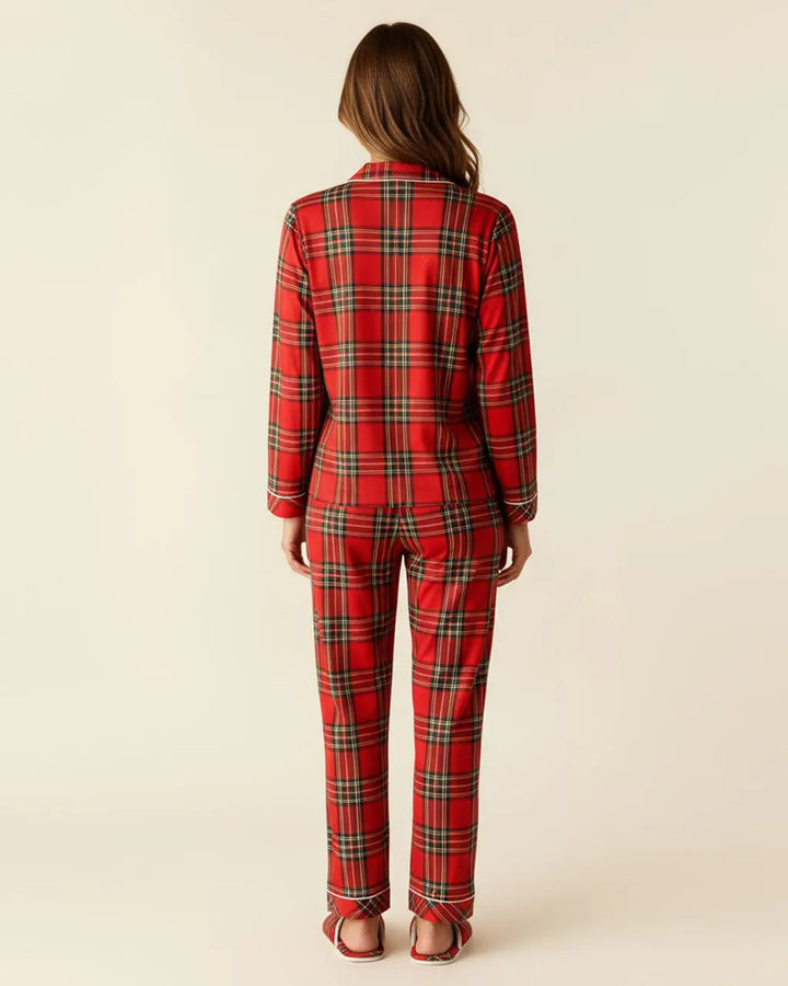 SOLACE CHICClassic Red Plaid Print Pajama Set