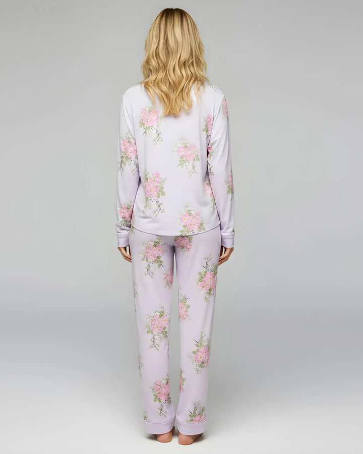 SOLACE CHICElegant Purple Floral Print Pajama Set