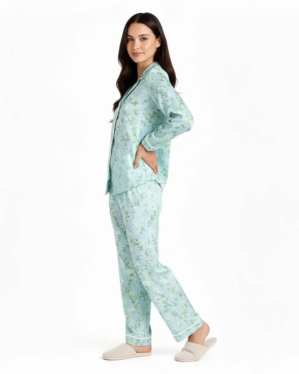 SOLACE CHICAll-Over Floral Print Long Sleeve Pajama Set