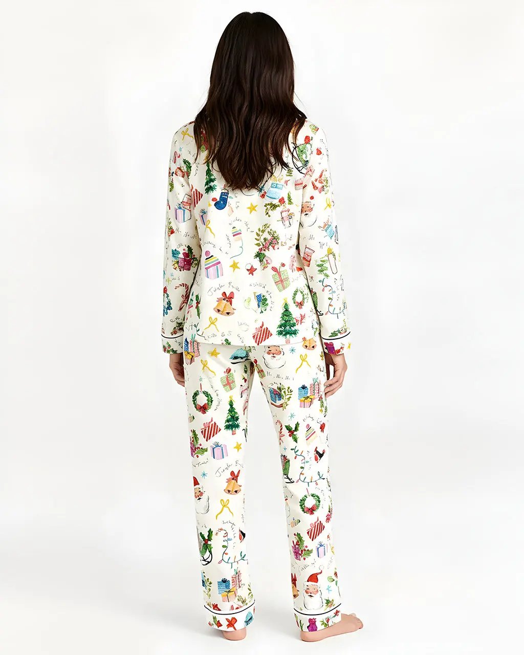 SOLACE CHICChristmas Jingle Bell Print Pajama Set