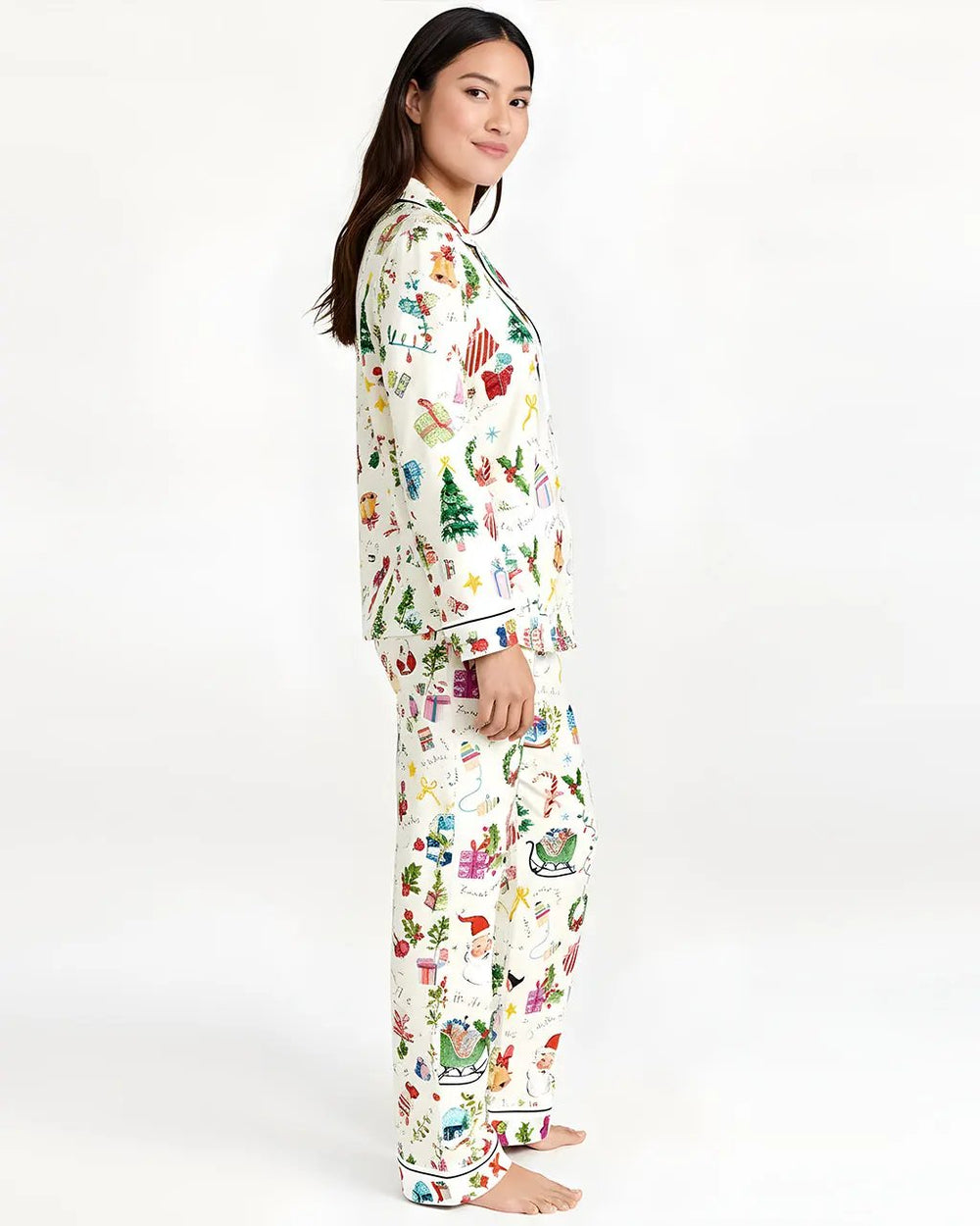 SOLACE CHICChristmas Jingle Bell Print Pajama Set