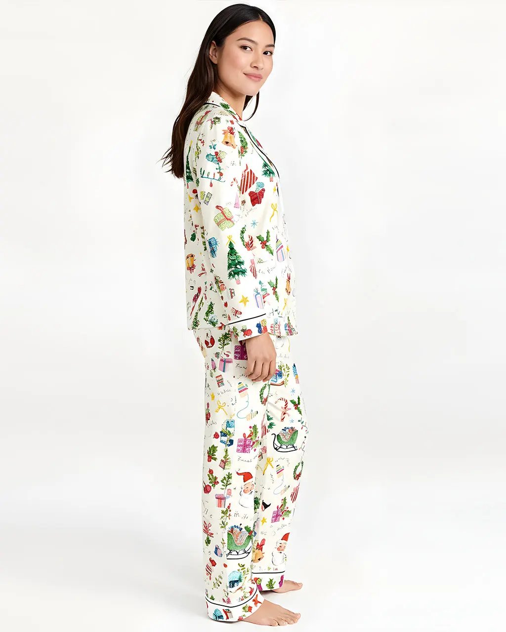 SOLACE CHICChristmas Jingle Bell Print Pajama Set