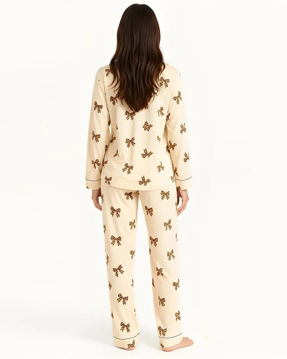 SOLACE CHICBow Leopard Print Pajama Set