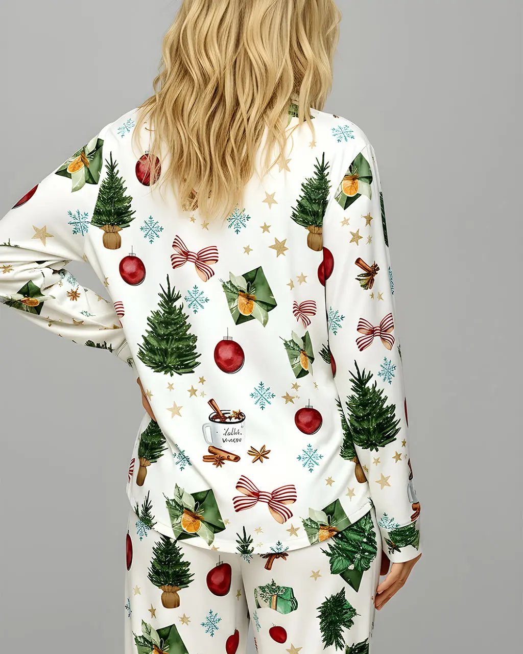 SOLACE CHICChristmas Tree Print Pajama Set