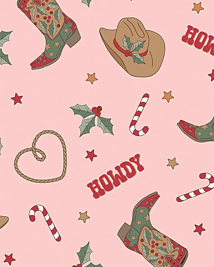 SOLACE CHICRetro Cowboy Holiday Print Pajama Set