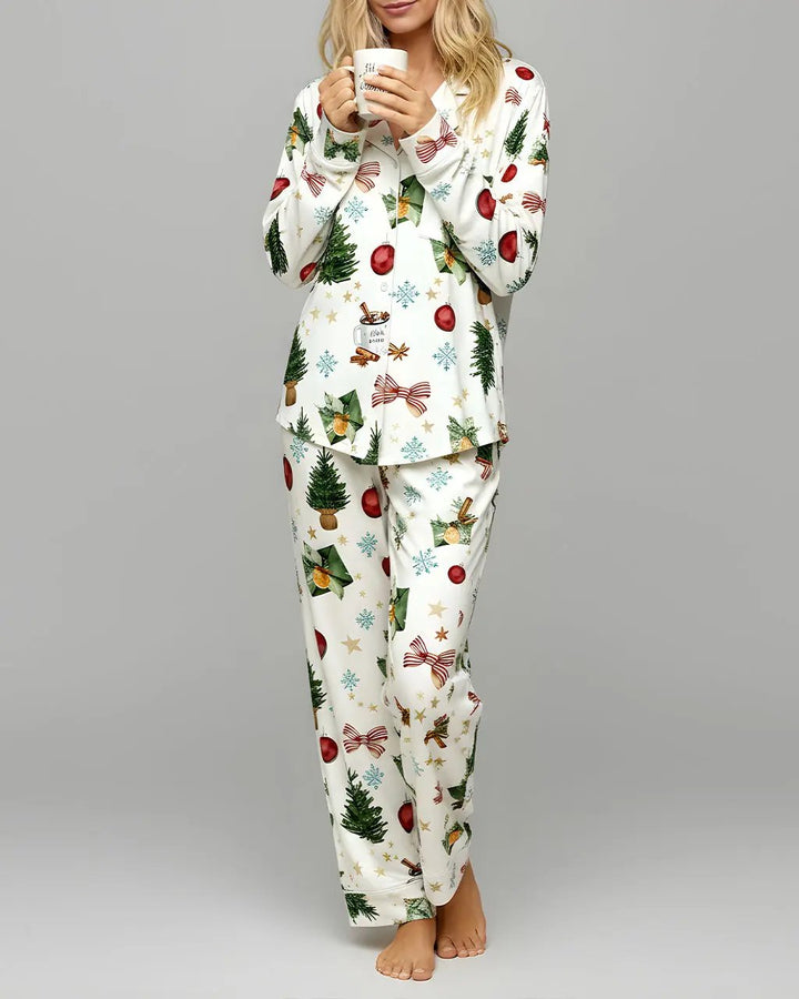 SOLACE CHICChristmas Tree Print Pajama Set