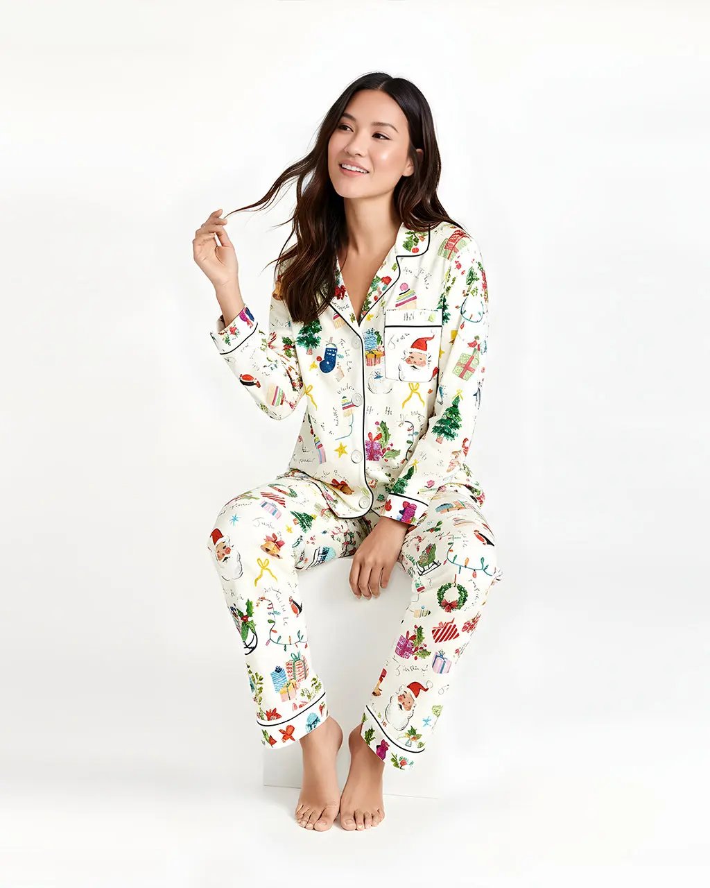 SOLACE CHICChristmas Jingle Bell Print Pajama Set