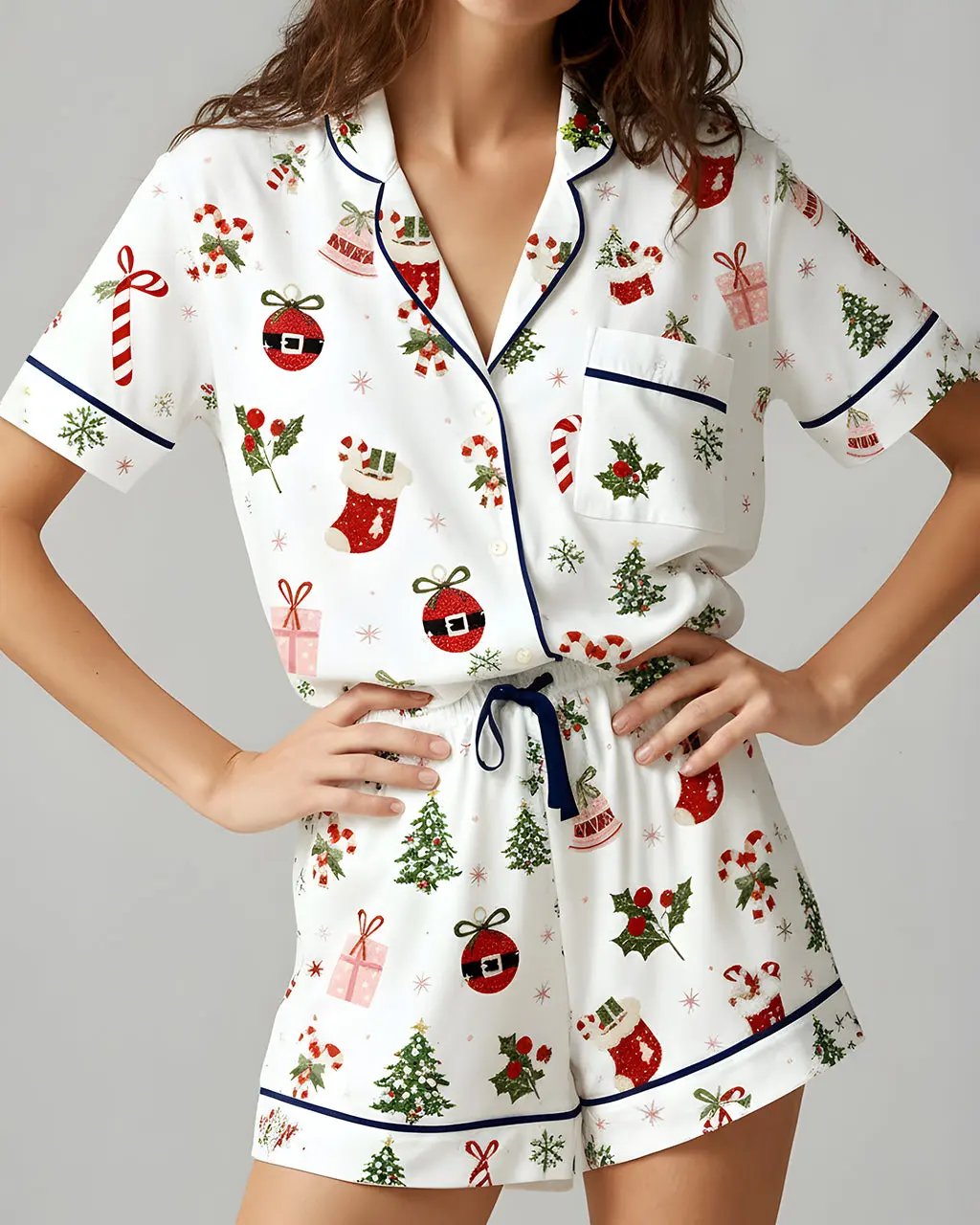 SOLACE CHICChristmas Snowflake Print Pajama Set