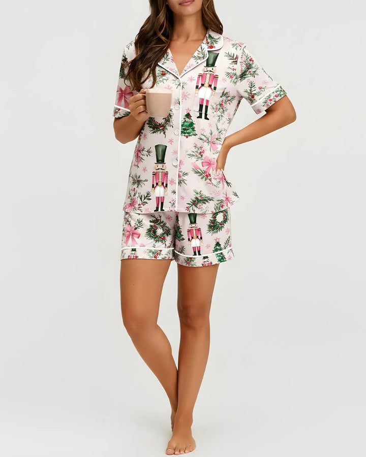 SOLACE CHICChristmas Nutcrackers Print Pajama Set