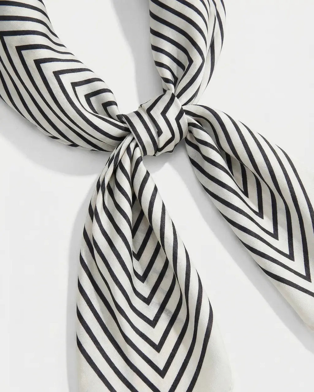 SOLACE  Black White Optical Illusion Zigzag Stripe Lightweight Square Scarf 