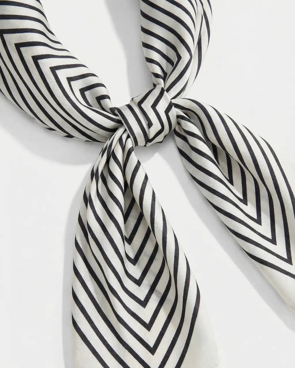SOLACE  Black White Optical Illusion Zigzag Stripe Lightweight Square Scarf 