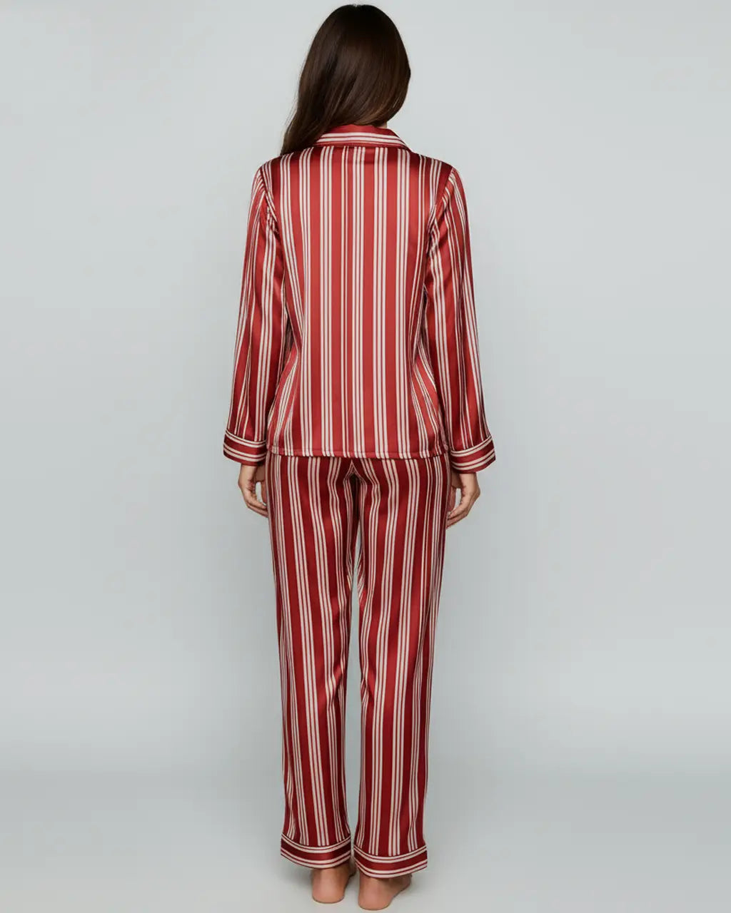 SOLACE CHICLong Sleeve Satin Three Stripes Pajama Set