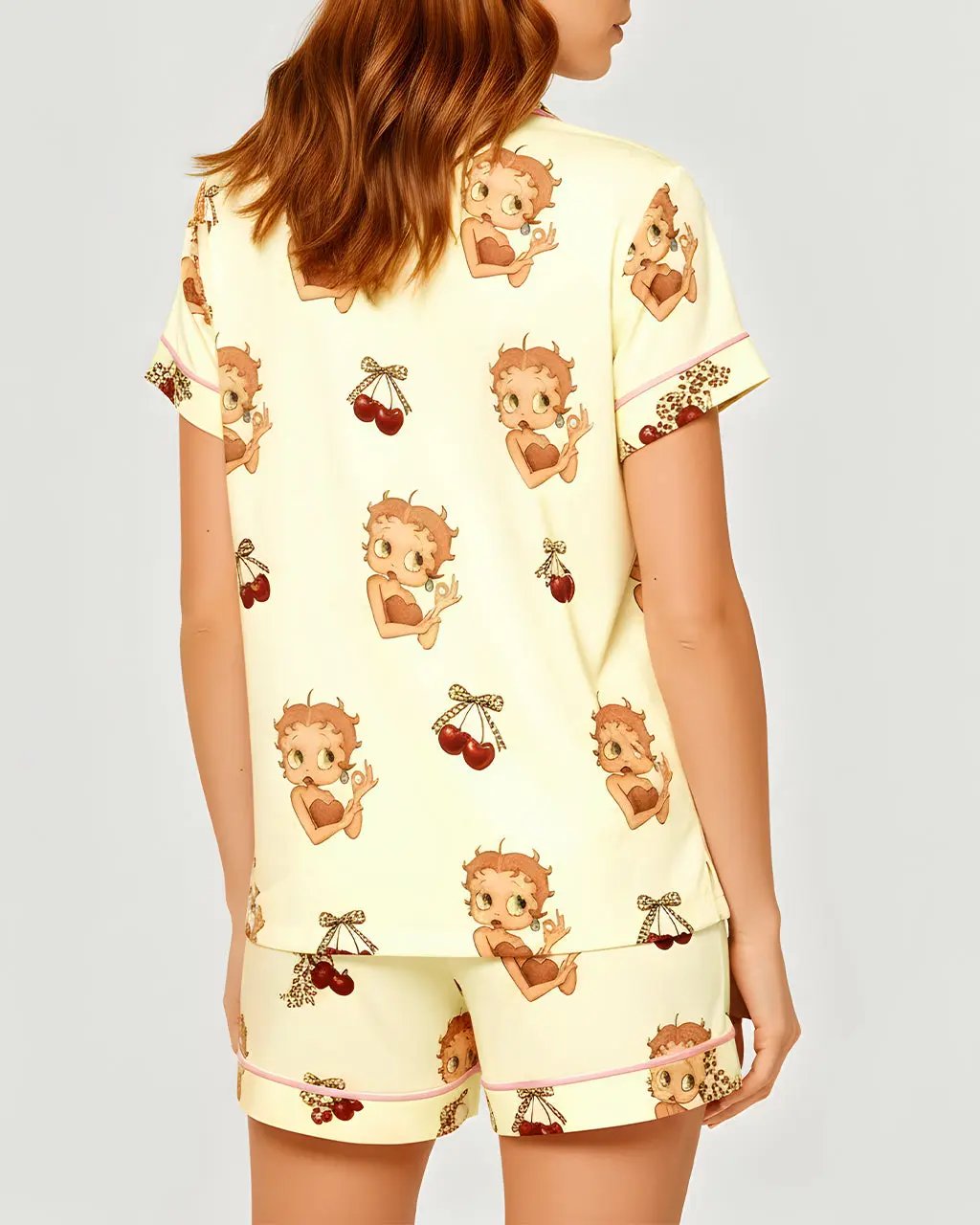 SOLACE CHICBetty Boop Cherry Print Pajama Set