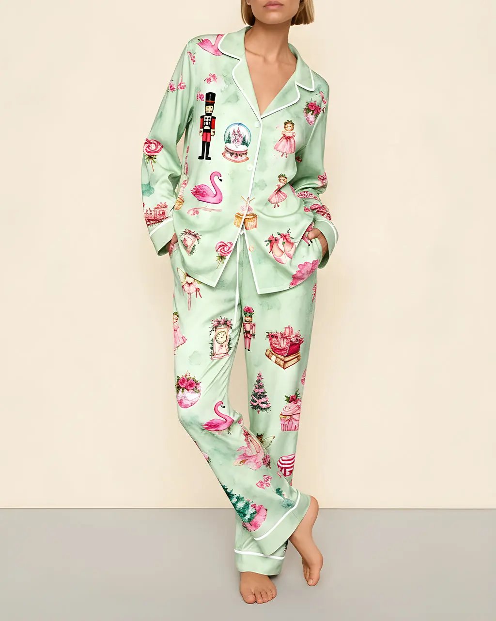 SOLACE CHICNutcracker Little Girl Print Pajama Set