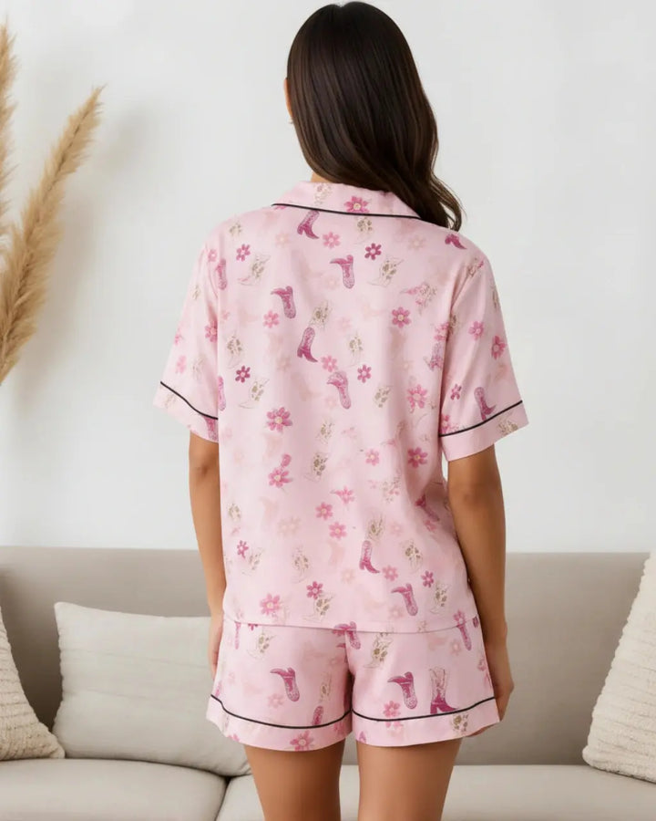 SOLACE CHICCowgirl Boot Print Pajama Set