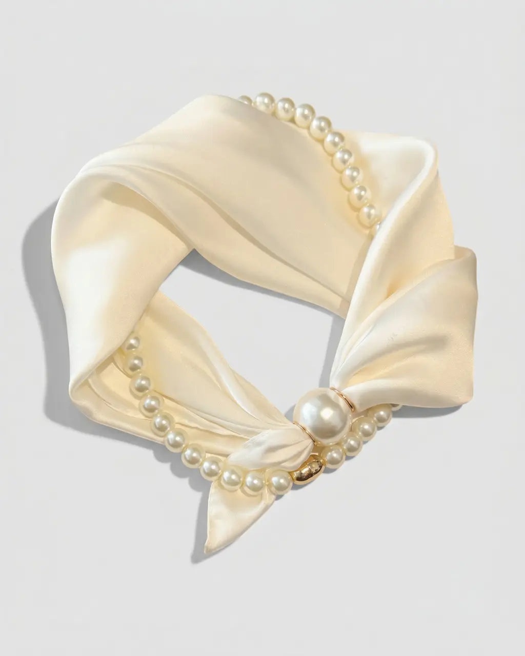 SOLACE  Chic Ivory Solid Satin-Feel Square Timeless Fashion Scarf 