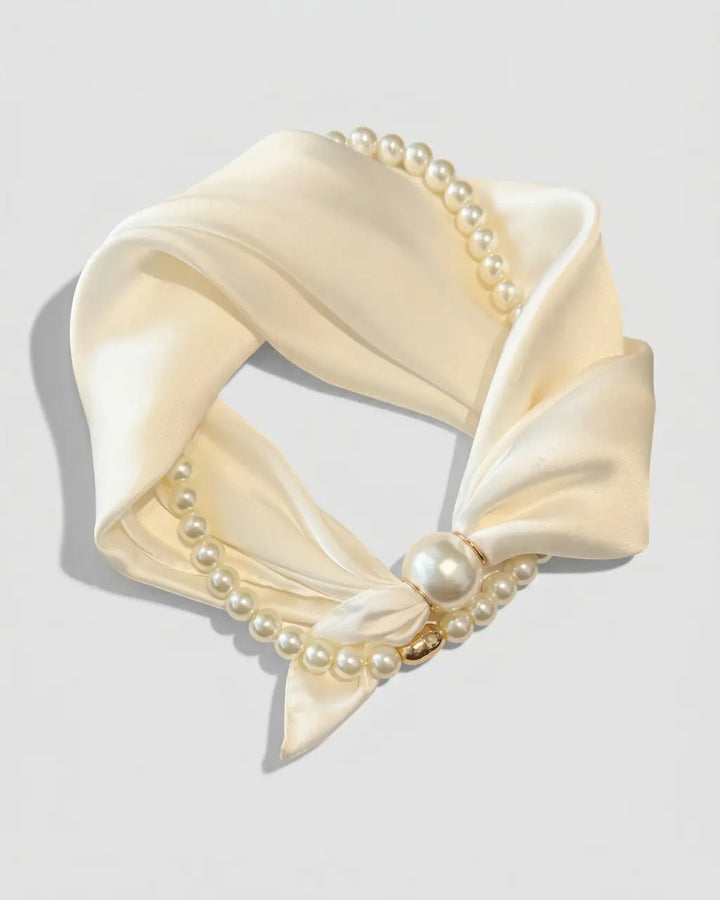 SOLACE  Chic Ivory Solid Satin-Feel Square Timeless Fashion Scarf 