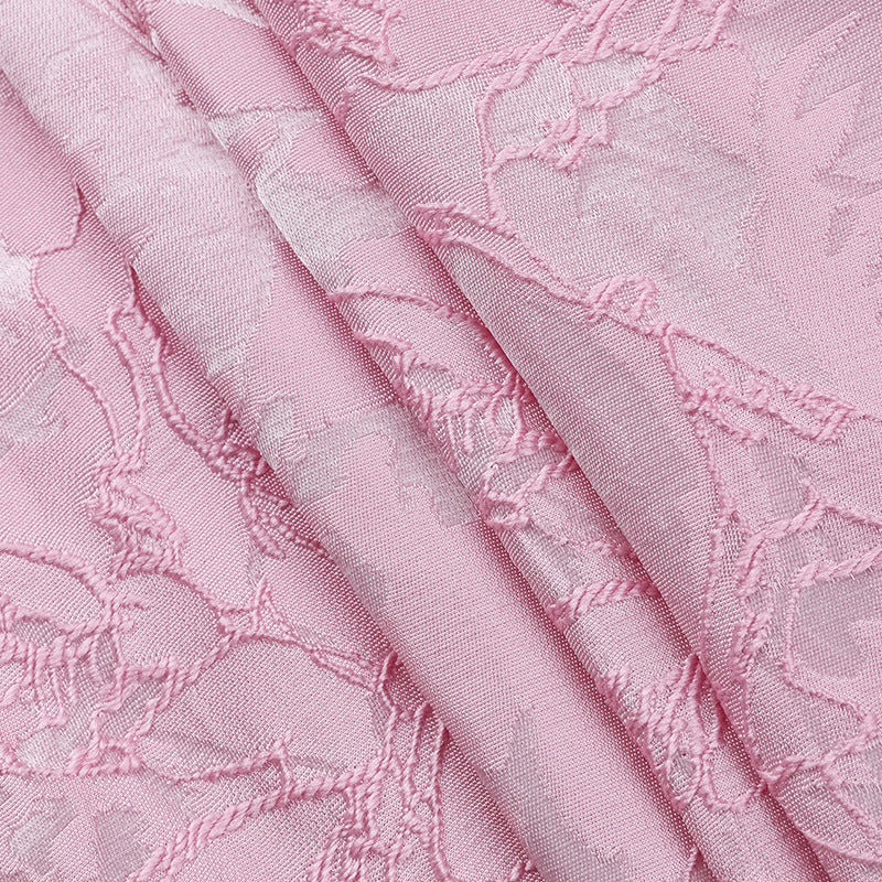 Pink Back Bow Jacquard Strapless Mini Dress