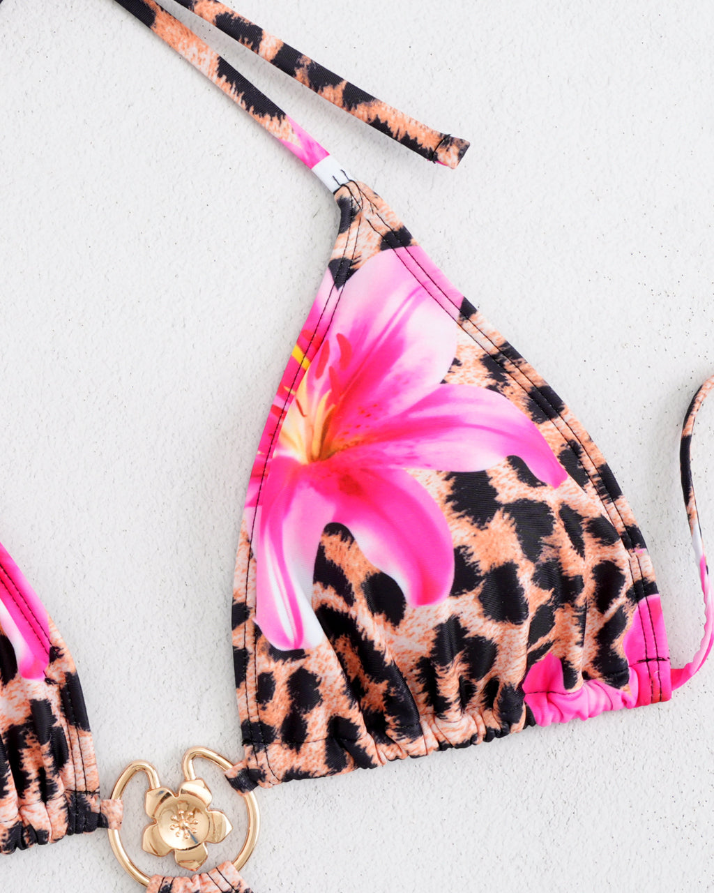 Leopard And Pink Cutout One-Piece Swimsuit With Gold Ring SOLACE