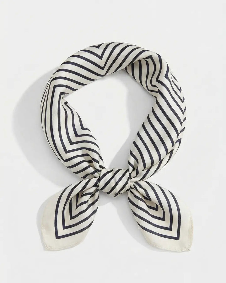 SOLACE  Black White Optical Illusion Zigzag Stripe Lightweight Square Scarf 
