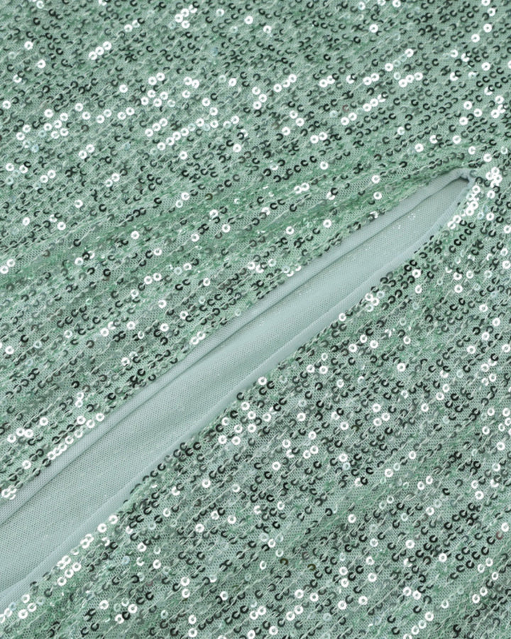 Strapless Sequin Embellished Chiffon Scarf Maxi Dress SOLACE