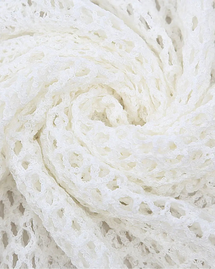 SOLACE  White Crochet Knit Fringed Poncho Beach Cover Up 