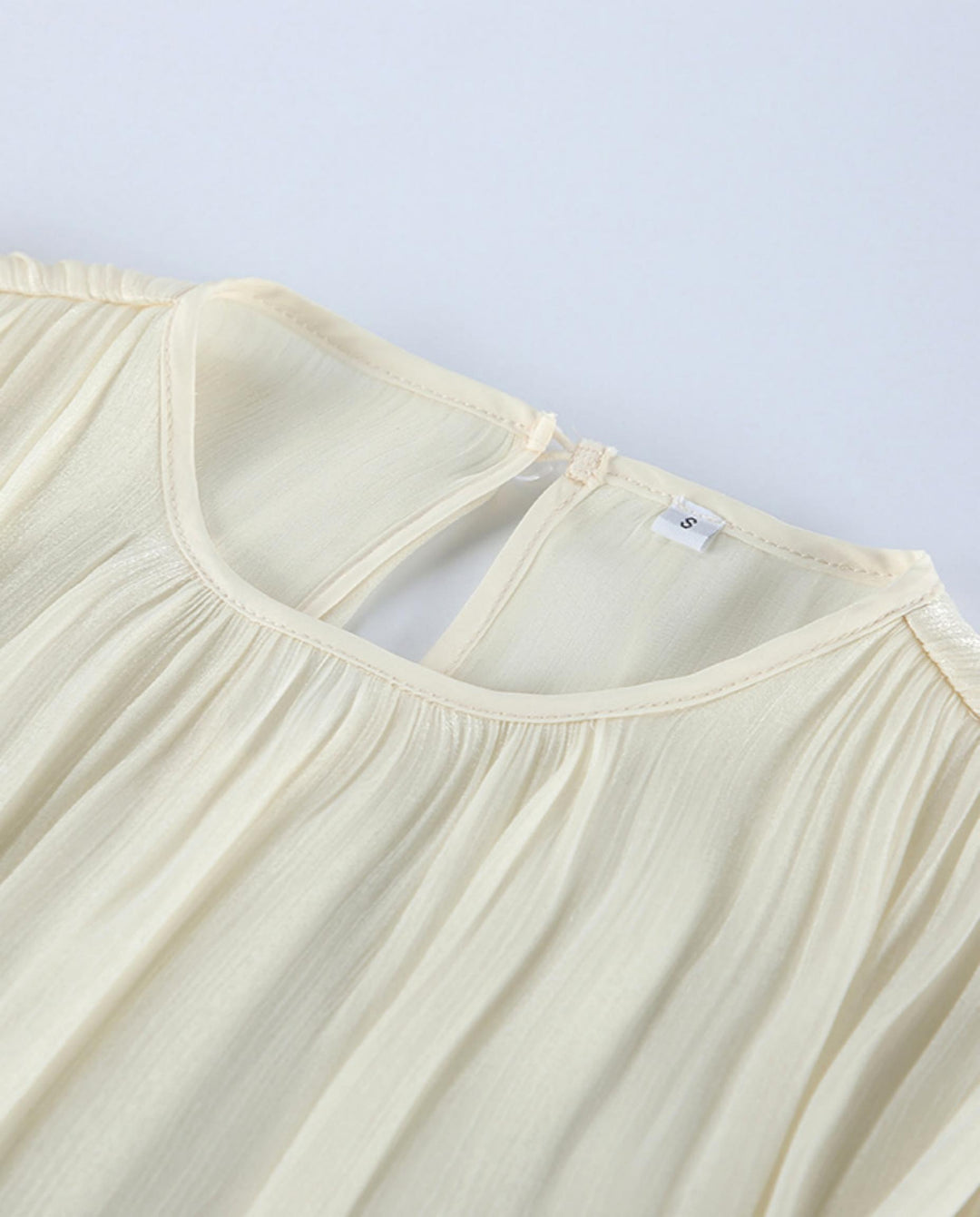 Shiny Satin Side Tie Long Sleeve Blouse