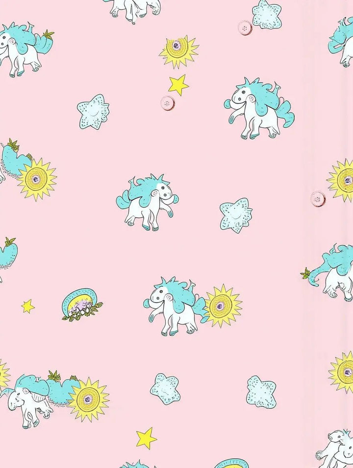 SOLACE CHICDreamy Unicorn Print Pink Ice Silk Pajama Set