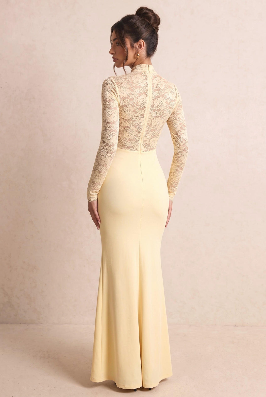 Floral Lace Twist Waist Long Sleeve Maxi Dress