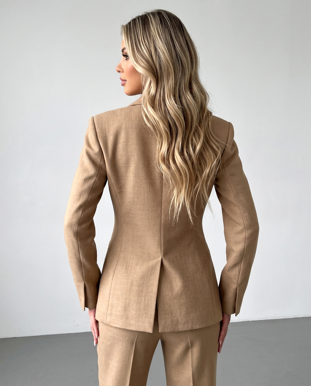 Double Breasted Lapel Solid Blazer