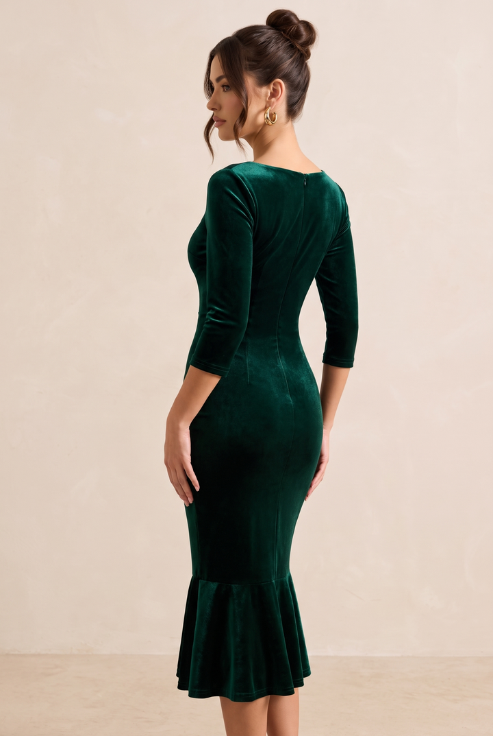Sweetheart Neck Velvet Midi Mermaid Dress