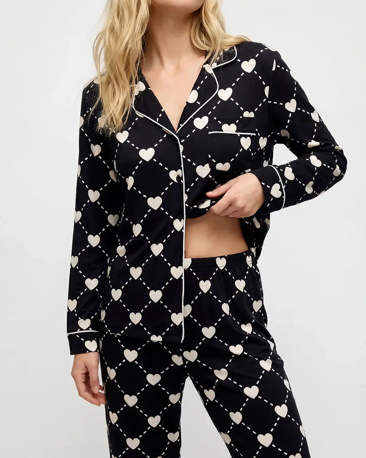 SOLACE CHICHeart Argyle Print Pajama Set