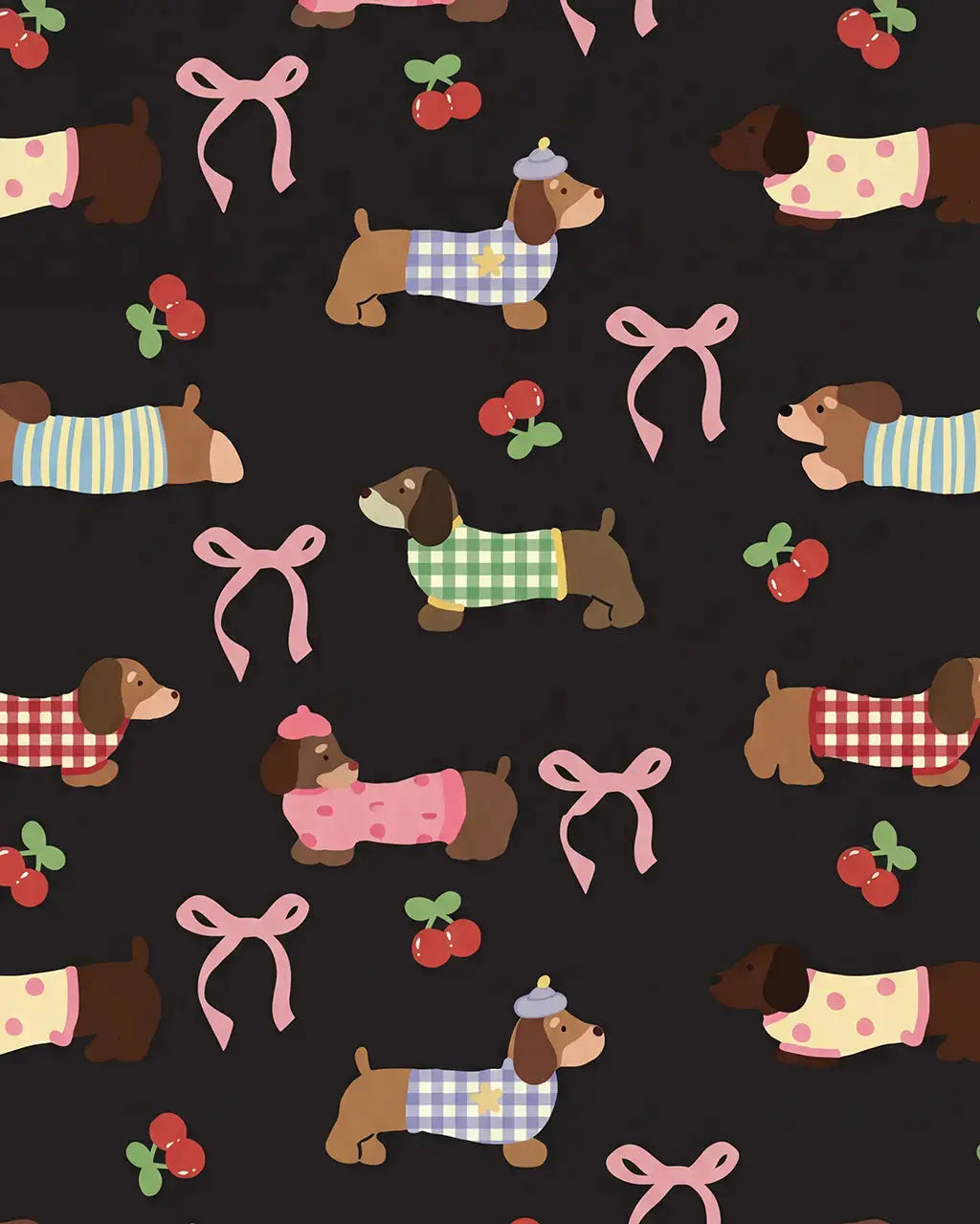 SOLACE CHICDachshund Bow Print Pajama Set