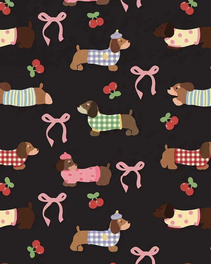 SOLACE CHICDachshund Bow Print Pajama Set