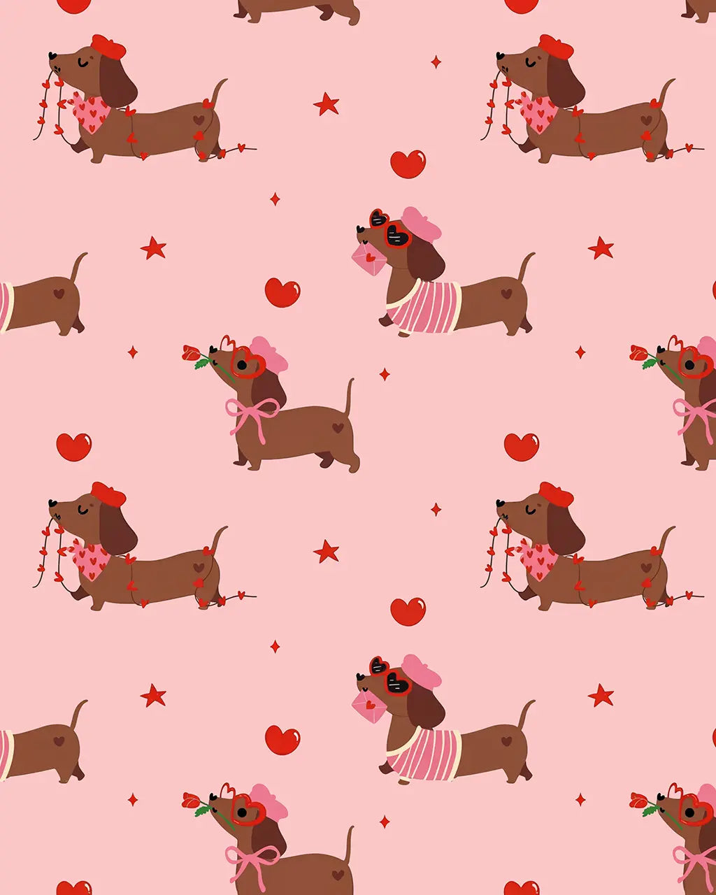 SOLACE CHICValentine Dachshund Dog Pattern Pajama Set