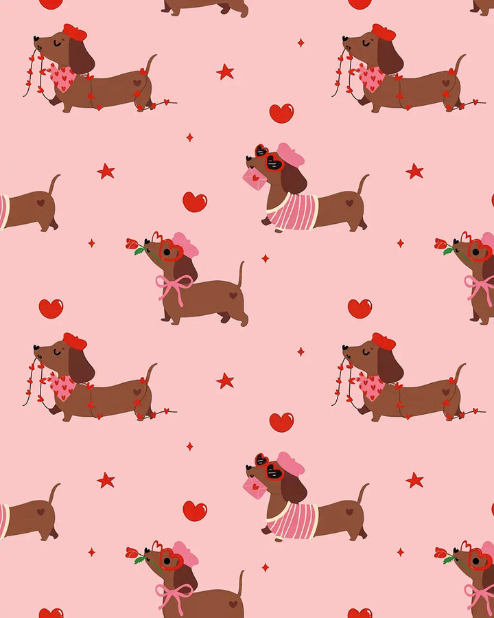SOLACE CHICValentine Dachshund Dog Pattern Pajama Set
