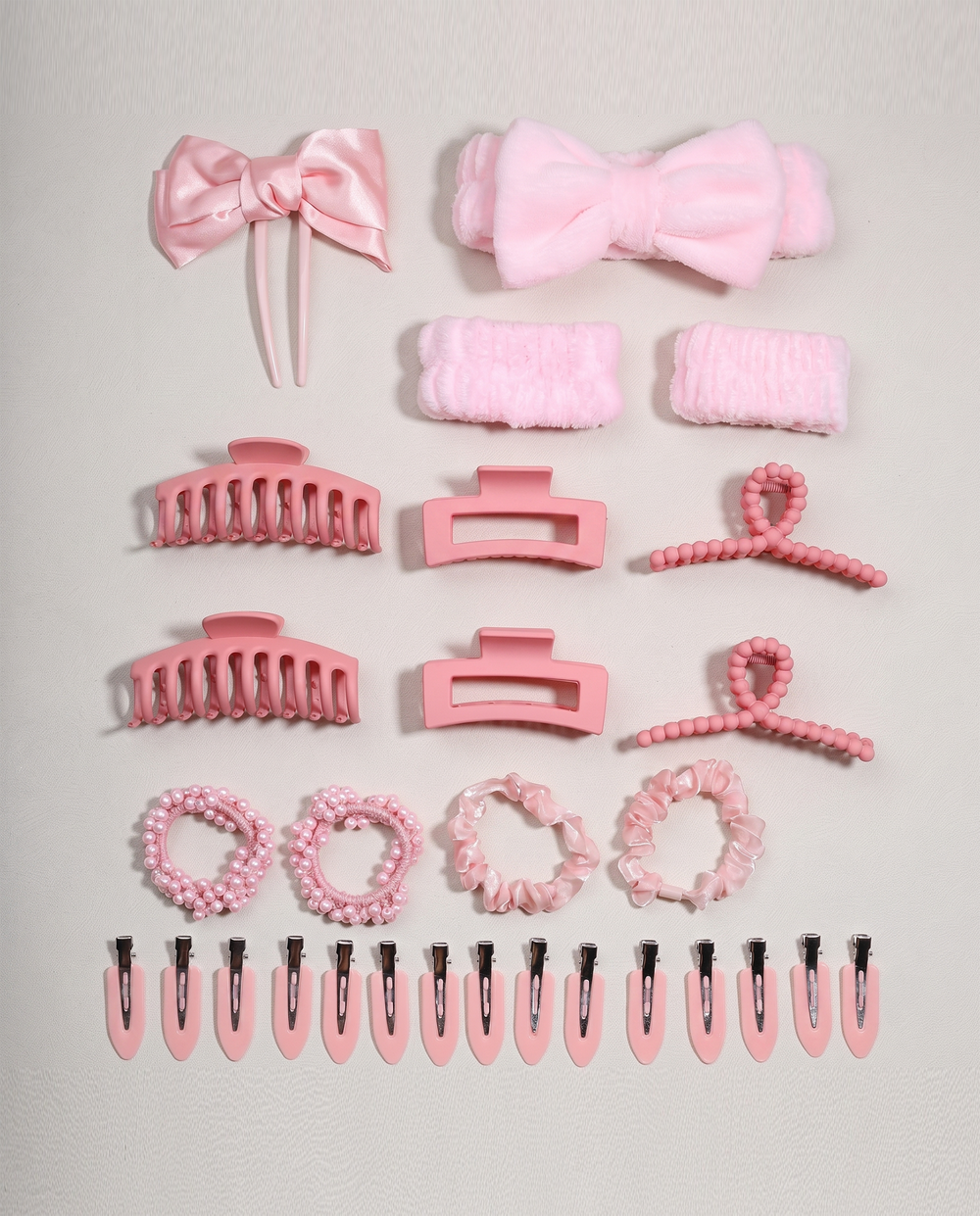 SOLACE29 Pieces Solid Pink Mixed Style Hair Accessories Gift Set