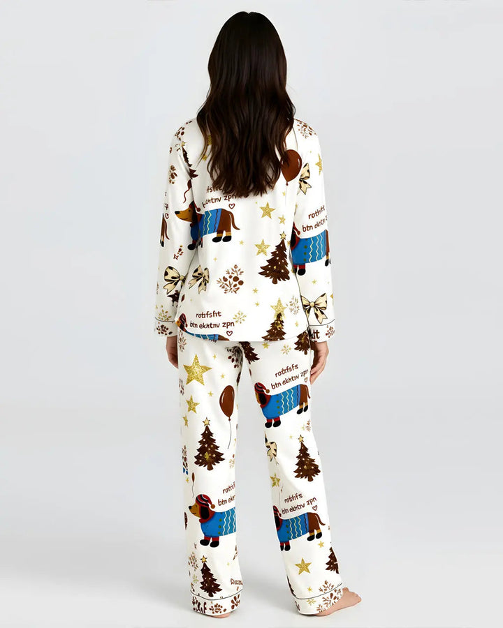 SOLACE CHICHoliday Dachshund Print Pajama Set