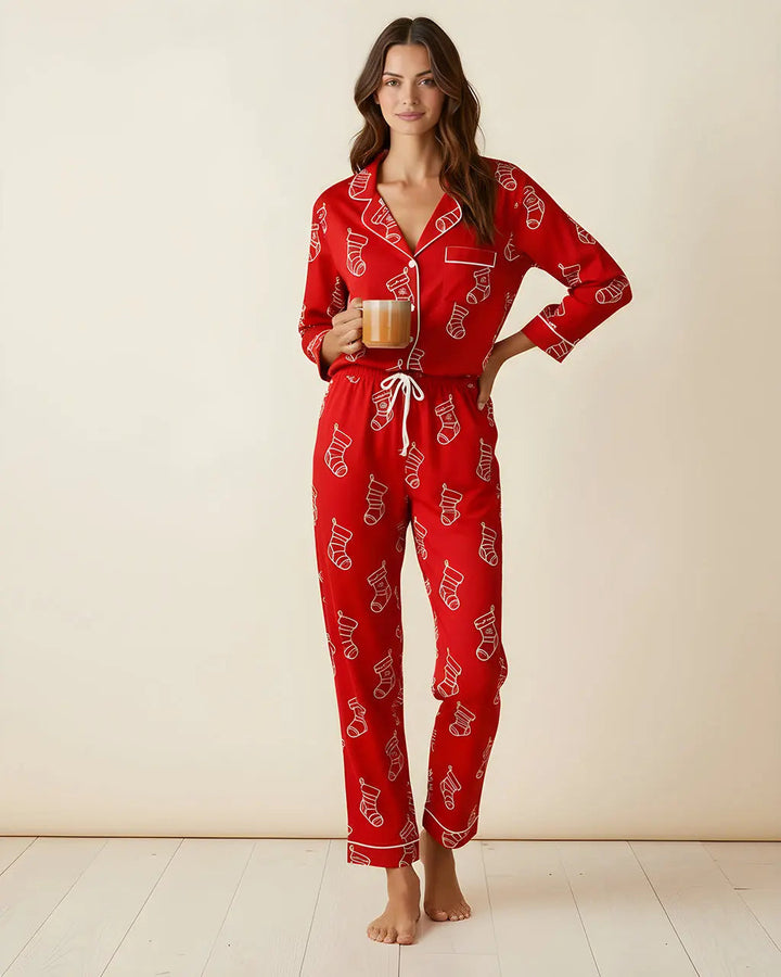 SOLACE CHICHoliday Socks Print Pajama Set