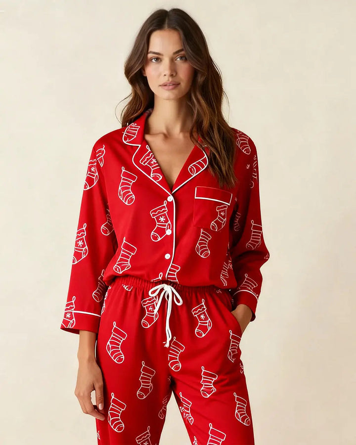 SOLACE CHICHoliday Socks Print Pajama Set