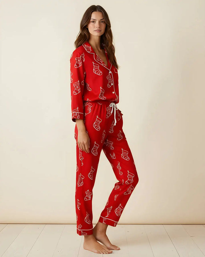 SOLACE CHICHoliday Socks Print Pajama Set