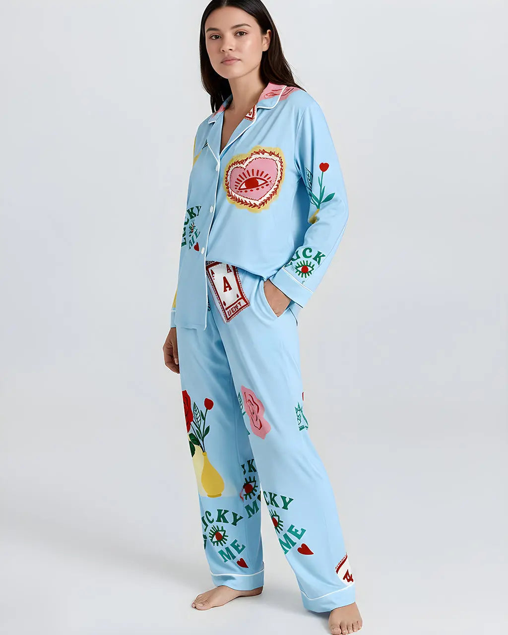 SOLACE CHICMaximalist Eye Print Pajama Set