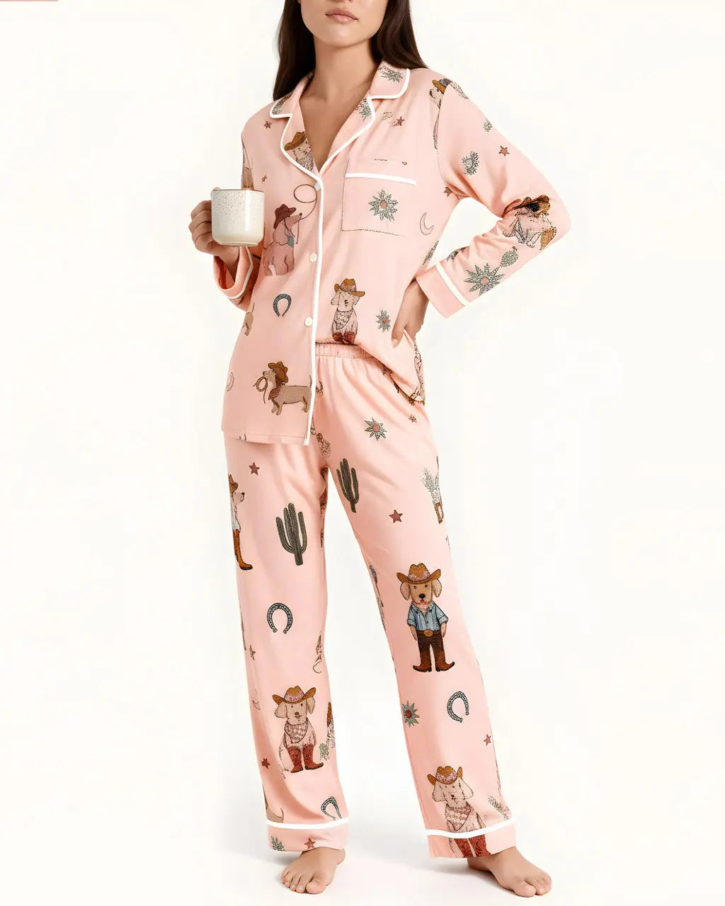 SOLACE CHICCowboy Dogs Print Pajama Set