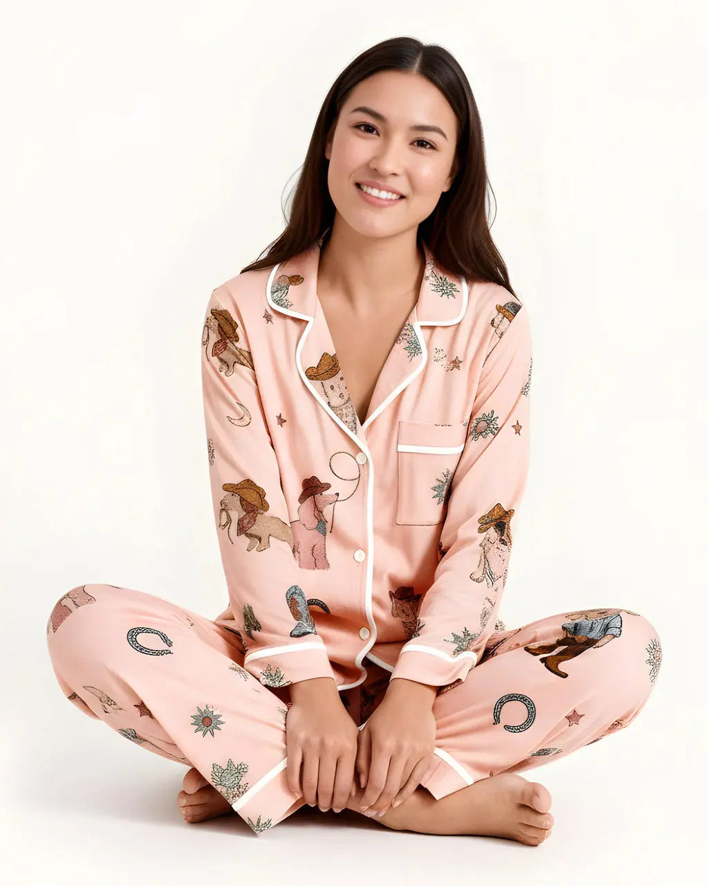 SOLACE CHICCowboy Dogs Print Pajama Set