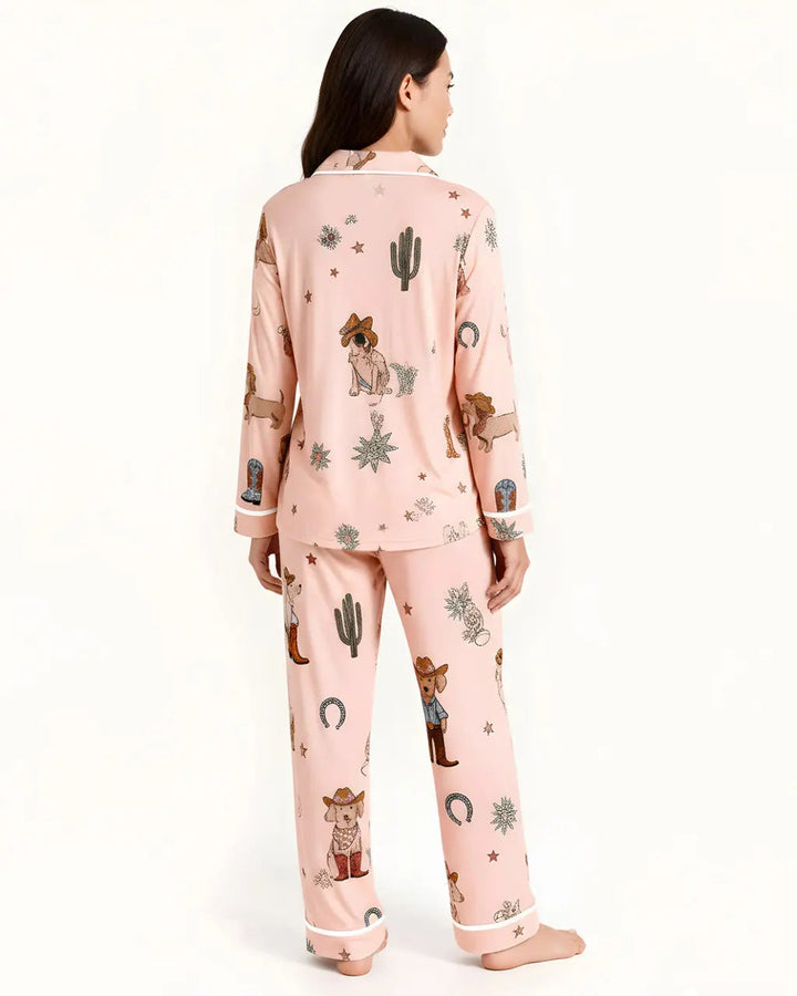 SOLACE CHICCowboy Dogs Print Pajama Set