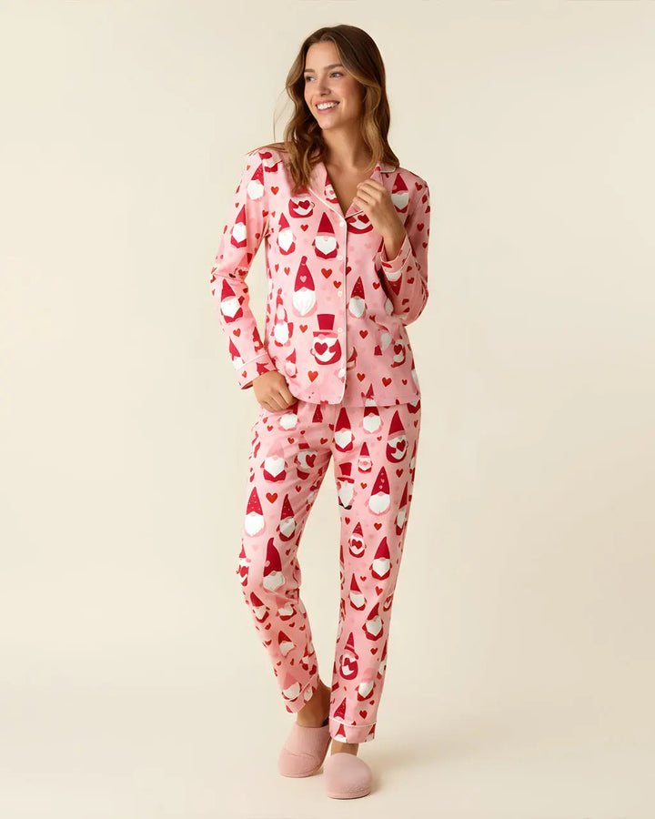 SOLACE CHICValentines Gnome Heart Print Pajama Set