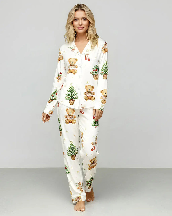 SOLACE CHICChristmas Tree Teddy Bear Pajama Set