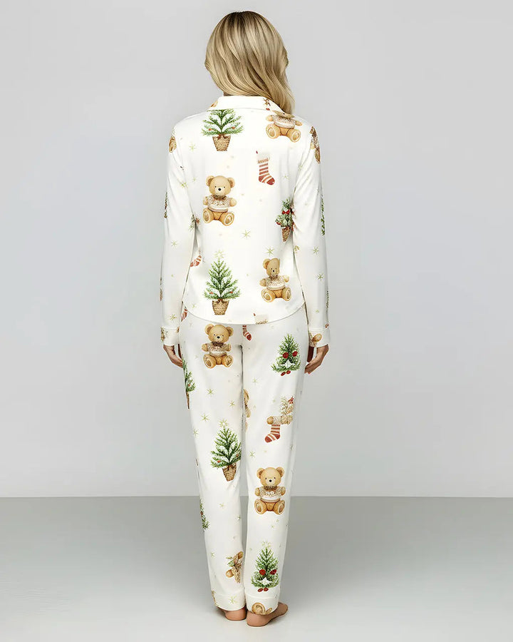 SOLACE CHICChristmas Tree Teddy Bear Pajama Set