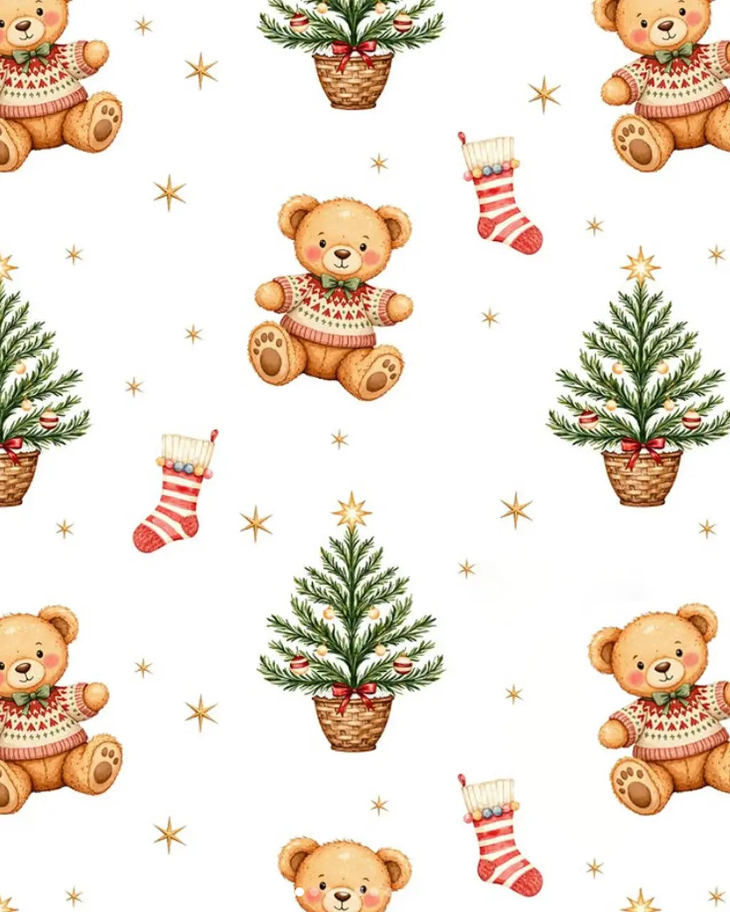 SOLACE CHICChristmas Tree Teddy Bear Pajama Set