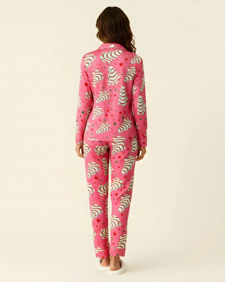 SOLACE CHICHoliday Tree Cakes Satin Pajama Set